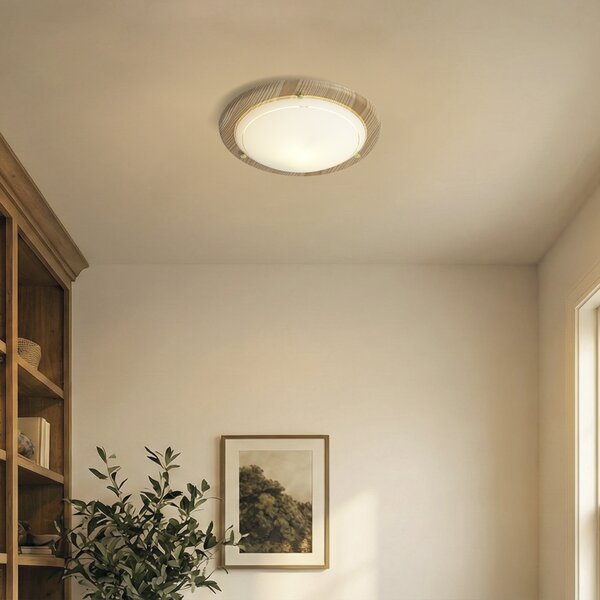 Plafoniera classica naturale con vetro bianco - Mesiac