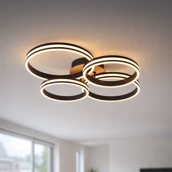 Plafoniera in legno con LED dimmerabile a 3 livelli 4 luci - Navara
