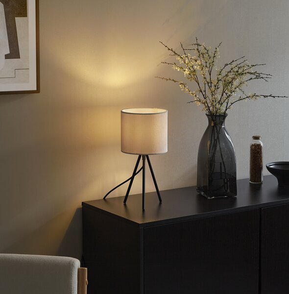 Lampada da tavolo moderna bianca con paralume in velluto - Luz