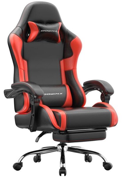 Sedia da gaming, sedia ergonomica, poltrona da gaming con poggiapiedi, capacità di carico fino a 150 kg, sedia da gaming con braccioli regolabili, colore rosso