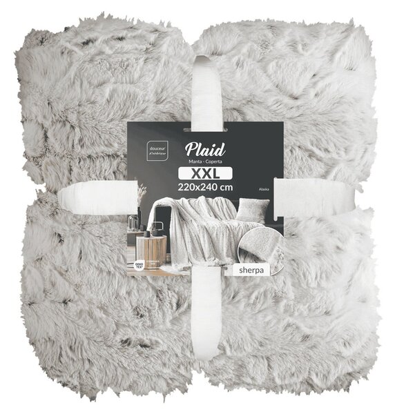 Coperta greige in pelliccia finta 220x240 cm Alaska – douceur d'intérieur