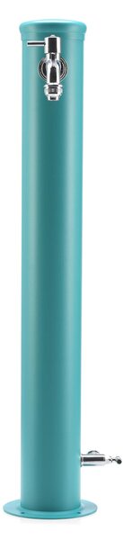 Fontana da Giardino con Due Rubinetti Dimensioni 16x30x85 cm - peso 7,5kg con tubo rubinetto, Garantita contro la ruggine Colore Turchese