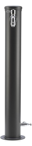 Fontana da Giardino con Due Rubinetti Dimensioni 16x30x85 cm - peso 7,5kg con tubo rubinetto, Garantita contro la ruggine Colore Antracite