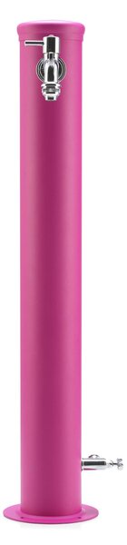 Fontana da Giardino con Due Rubinetti Dimensioni 16x30x85 cm - peso 7,5kg con tubo rubinetto, Garantita contro la ruggine Colore CICLAMINO