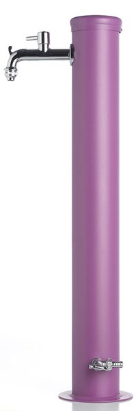 Fontana da Giardino con Due Rubinetti Dimensioni 16x30x85 cm - peso 7,5kg con tubo rubinetto, Garantita contro la ruggine Colore VIOLA