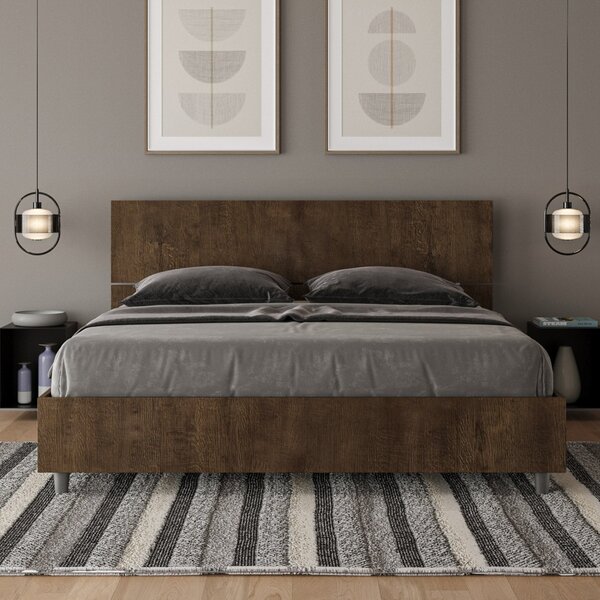 Letto Matrimoniale 160x190 cm Senza Rete Testata Dritta Demas Noce
