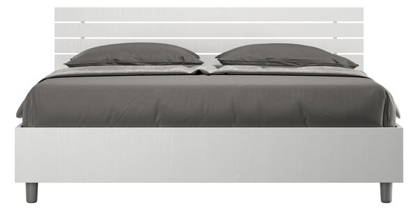 Letto Matrimoniale 160x190 cm Senza Rete Testata Doghe Inclinata Ankel Frassino Bianco