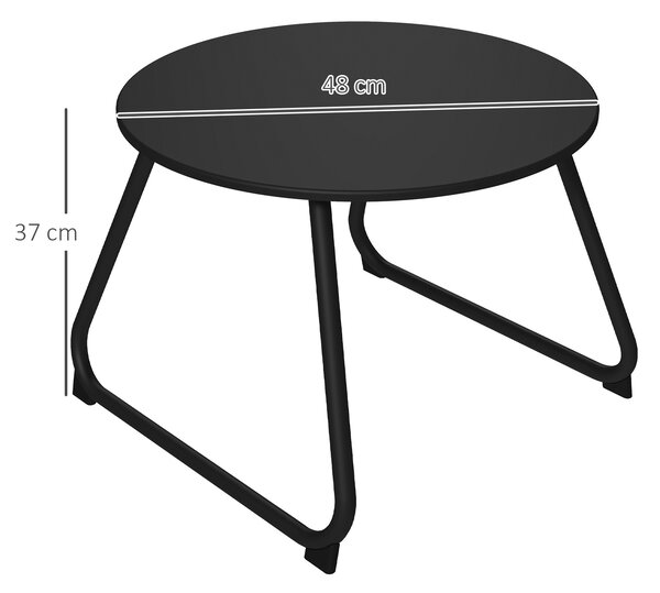 Outsunny Tavolino da Esterni Ø48x37 cm in Metallo Nero con Piedini Regolabili
