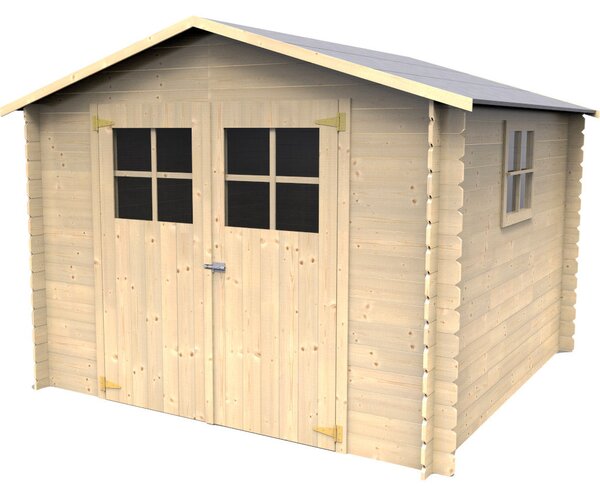 Casetta Box da Giardino per Attrezzi 2,83x2,72m Senza Pavimento in Legno Abete 19mm Mirama NG