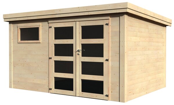 Casetta Box da Giardino per Attrezzi 3,90x3,05m Senza Pavimento in Legno Abete 28mm Paolo