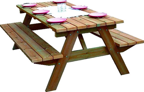 Set Birreria da Giardino con Panche Integrate in Legno Abete Forestiere
