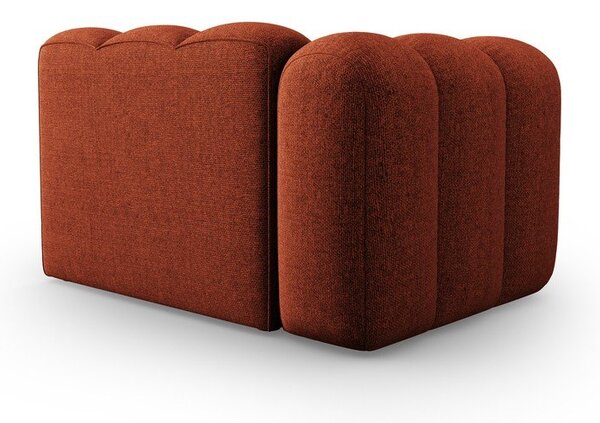 Chaise longue color mattone (con penisola a sinistra) con rivestimento in ciniglia Lupine – Micadoni