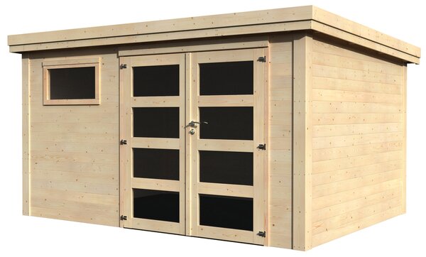 Casetta Box da Giardino per Attrezzi 3,90x3,05m Senza Pavimento in Legno Abete 28mm Paolo