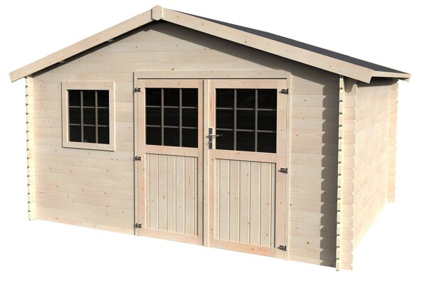Casetta Box da Giardino per Attrezzi 4,27x3,30m Senza Pavimento in Legno Abete 28mm Frevent N1