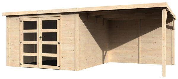 Casetta Box da Giardino per Attrezzi 5,79x3,08m Senza Pavimento con Tettoia in Legno Abete 28mm Delices