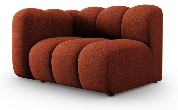 Chaise longue color mattone (con penisola a sinistra) con rivestimento in ciniglia Lupine – Micadoni