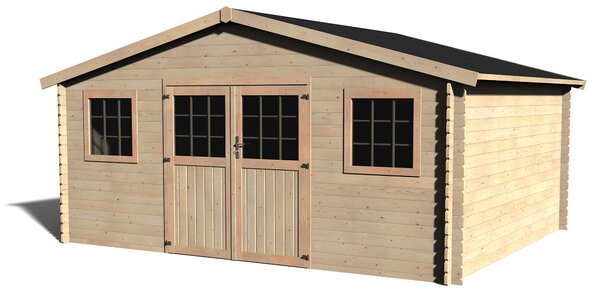 Casetta Box da Giardino per Attrezzi 4,78x3,98m Senza Pavimento in Legno Abete 28mm Floridan N1