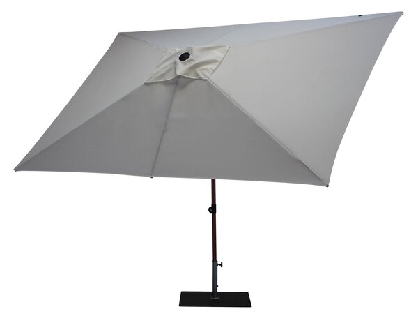 Ombrellone da Giardino 3x2 m Palo Ø38 mm in Alluminio Effetto Legno Tessuto Poliestere Trend Wood Bianco