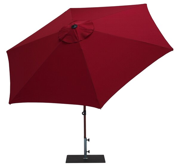 Ombrellone da Giardino Ø3 m Palo Ø38 mm in Alluminio Effetto Legno Tessuto Olefin Trend Wood Bordeaux