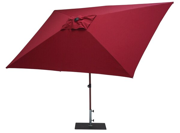 Ombrellone da Giardino 3x2 m Palo Ø38 mm in Alluminio Effetto Legno Tessuto Olefin Trend Wood Bordeaux