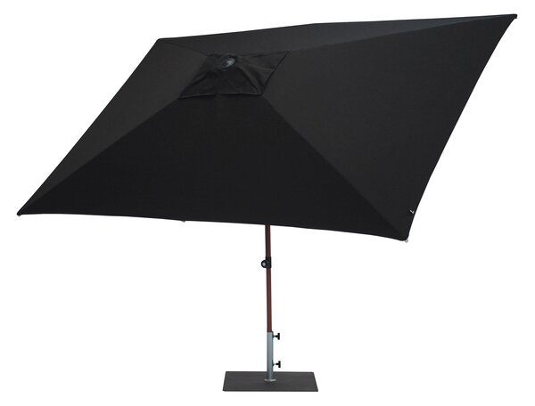 Ombrellone da Giardino 3x2 m Palo Ø38 mm in Alluminio Effetto Legno Tessuto Olefin Trend Wood Nero