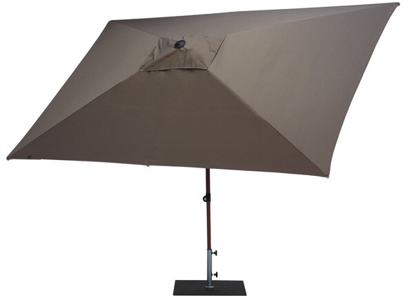Ombrellone da Giardino 3x2 m Palo Ø38 mm in Alluminio Effetto Legno Tessuto Poliestere Trend Wood Taupe