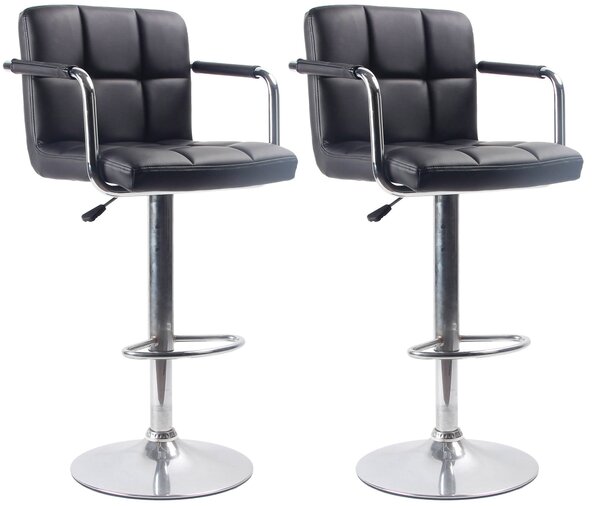 Set 2 Sgabelli con Alzata a Gas e Seduta Girevole in Similpelle Charlotte Nero