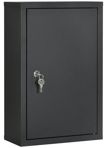 Armadietto per Medicinali 30x14x46 cm 3 Ripiani in Acciaio Nero