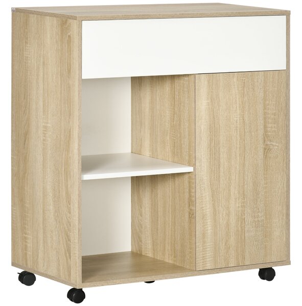 Carrello da Cucina 81x39,6x90,3 cm con Ruote in Legno Naturale