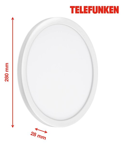 Telefunken Applique da esterno a LED Nizza, Ø 28 cm, bianco, 4.000K