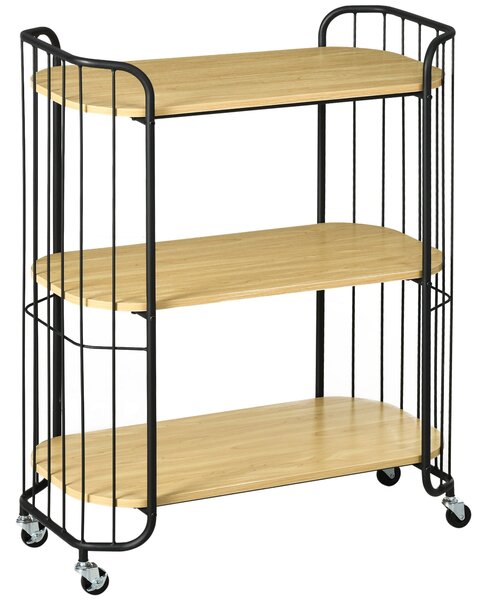 Carrello da Cucina 79x38x95 cm con Ruote in Truciolato e Acciaio