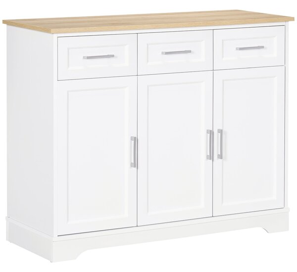 Credenza 3 Cassetti e 3 Ante 101x39x82 cm in MDF e Truciolato Bianco