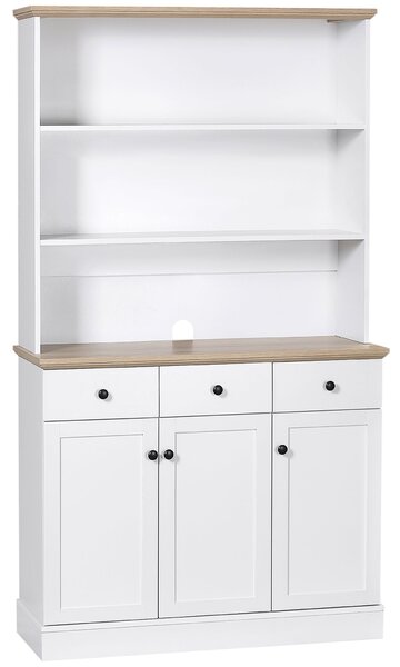 Credenza 3 Ripiani 3 Cassetti e 3 Ante 101x39x180,5 cm in Legno Bianco