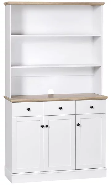 Credenza 3 Ripiani 3 Cassetti e 3 Ante 101x39x180,5 cm in Legno Bianco