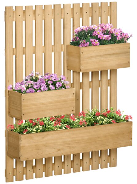 Fioriera da Esterno Verticale 60x16x80 cm Con 3 Vasi in Legno Rimovibili
