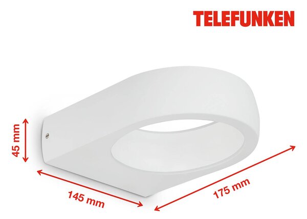 Telefunken Puka applique LED da esterni, bianco
