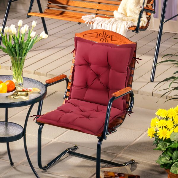 Cuscino per Sedie da Giardino 100x50 cm con Laccetti in Poliestere Rosso