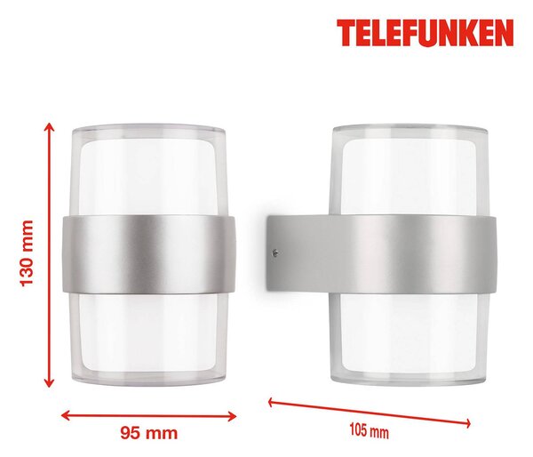 Telefunken Cludu applique LED da esterni, argento