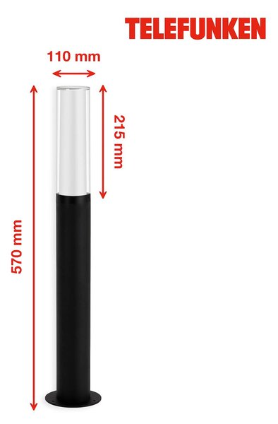 Telefunken Bristol lampione LED, 57 cm, nero