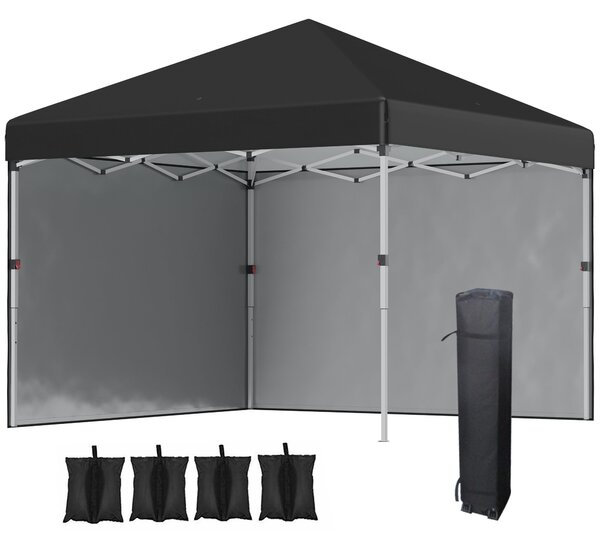 Gazebo da Giardino Pieghevole 297x297x274 cm in Acciaio e tessuto Oxford Nero