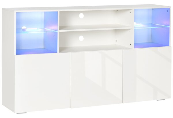 Mobile TV 160x35x91 cm Max 65” in Vetro Bianco Lucido