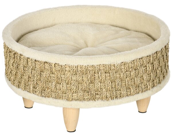 Cuccia per Cani e Gatti Ø48x24,5 cm con Cuscino in Truciolato Beige
