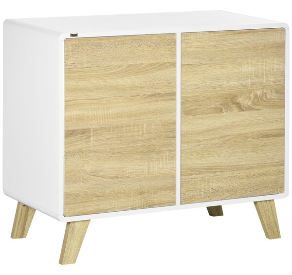Mobiletto Multiuso 2 Ante 80x40x70 cm in Truciolato Bianco e Quercia
