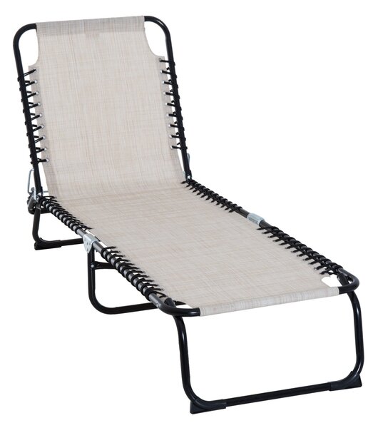 Lettino Prendisole Pieghevole da Giardino 197x58x26 cm in Acciaio e Tessuto Crema e Nero