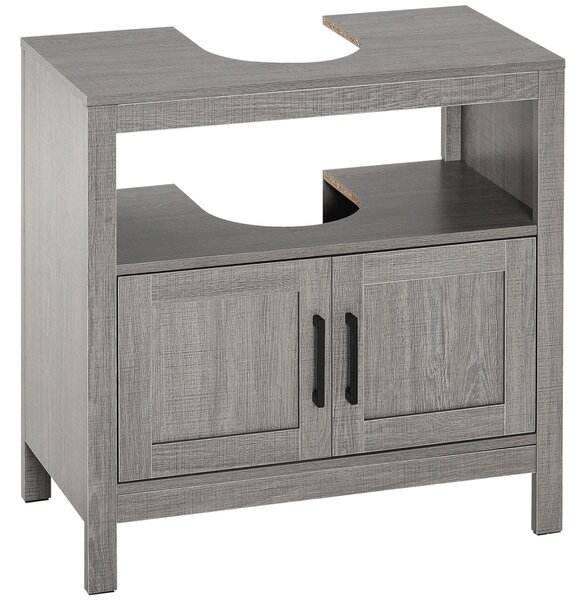 Mobile Sotto Lavabo Bagno 1 Ripiano 2 Ante 60x30x60 cm in Legno Grigio
