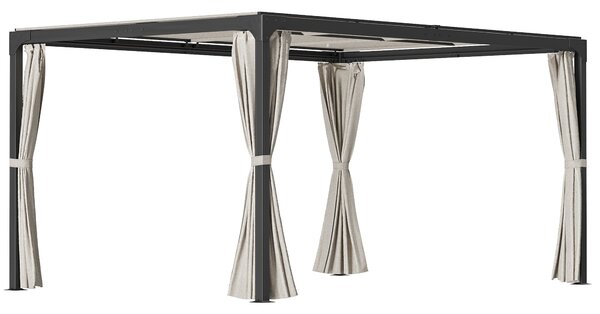 Pergola da Giardino 3x3m con Tende in Alluminio e Acciaio Beige