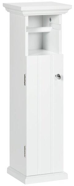 Mobiletto Bagno 21,5x17,8x66,5 cm con Porta Carta Igienica in Legno MDF Bianco