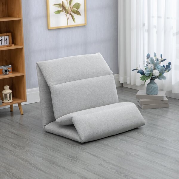 Poltrona da Terra 71x72x60 cm Schienale Reclinabile in Tessuto Grigio Chiaro