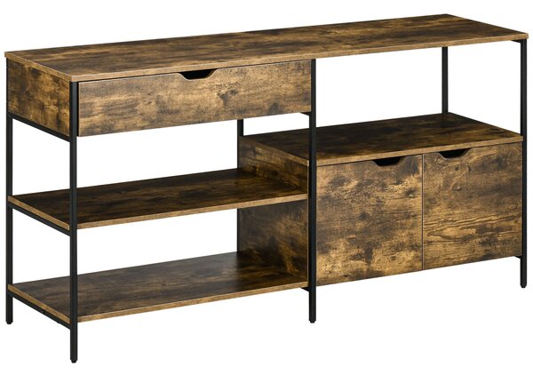 Mobiletto Basso 147x40x77 cm in Acciaio e Legno Marrone