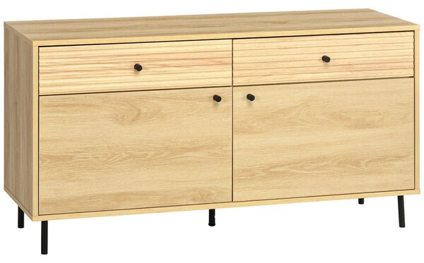 Mobiletto Basso 120x39,5x64 cm in Truciolato e Acciaio Naturale